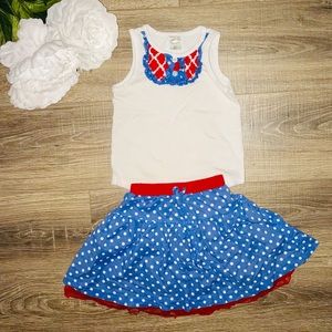 Red, white and blue tank and skirt, size 2t